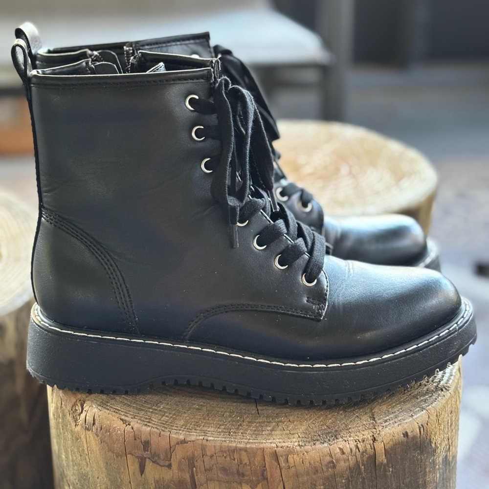 “Madden Girl” Black Combat Boots - Picture 2 of 6